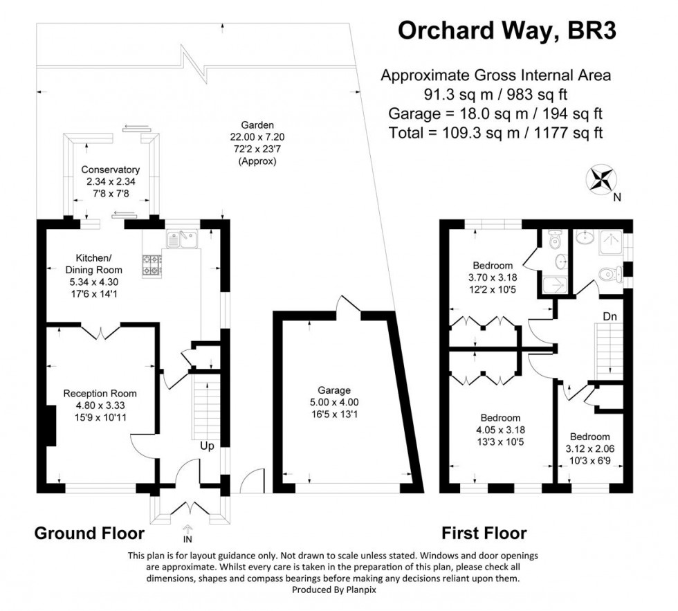 Floorplan for Orchard Way, Beckenham