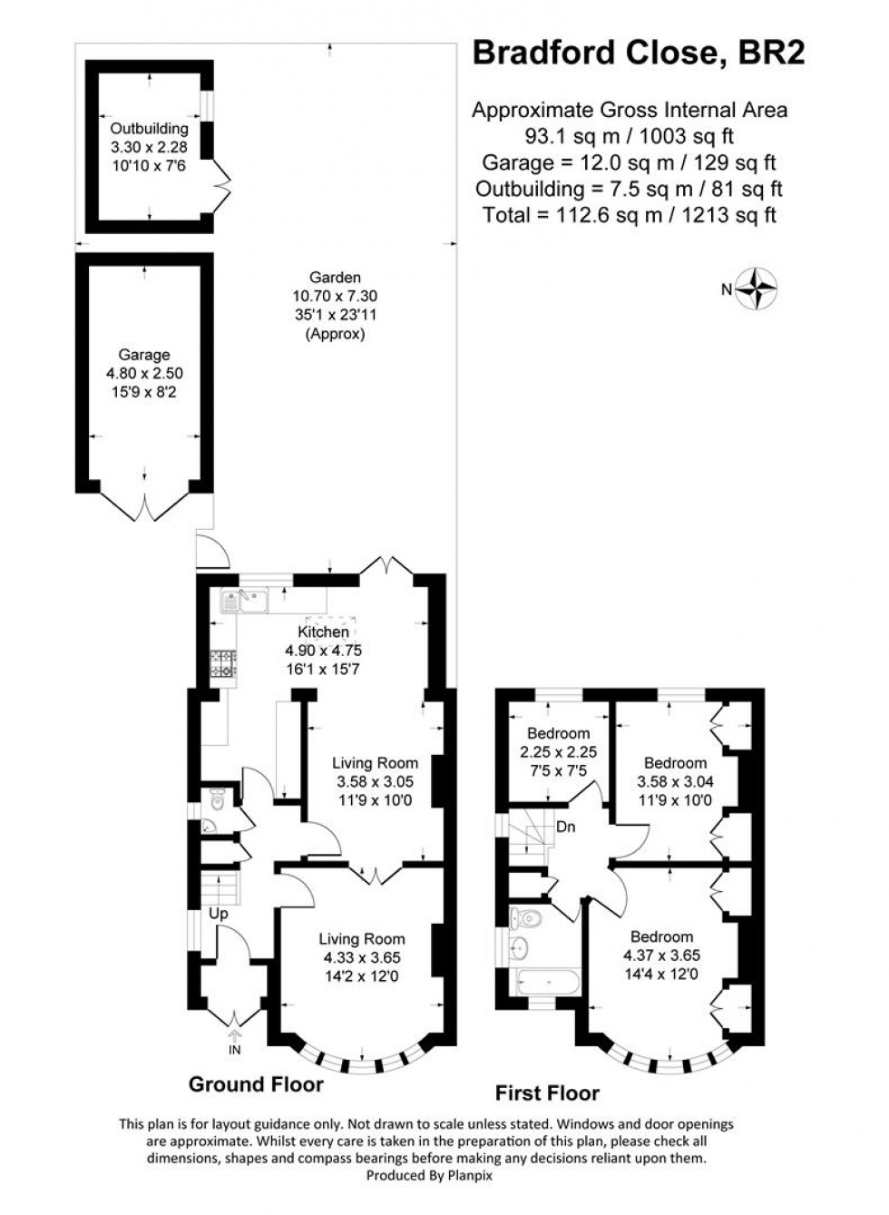 Floorplan for Bradford Close, Bromley