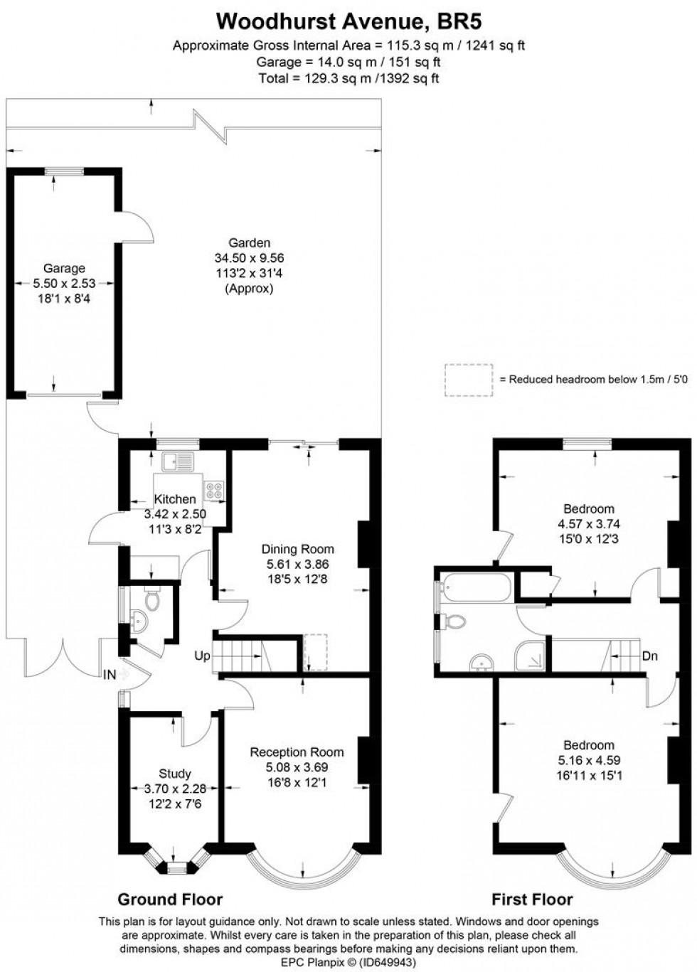 Floorplan for Woodhurst Avenue, Petts Wood, Kent