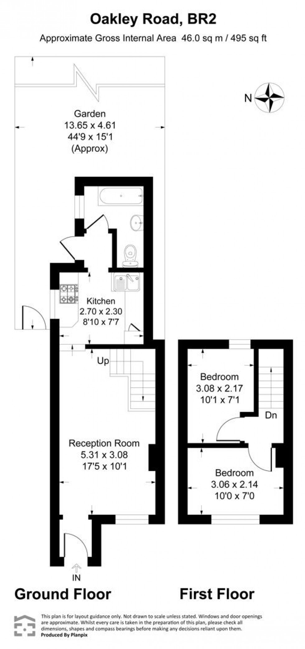 Floorplan for Oakley Road, Bromley