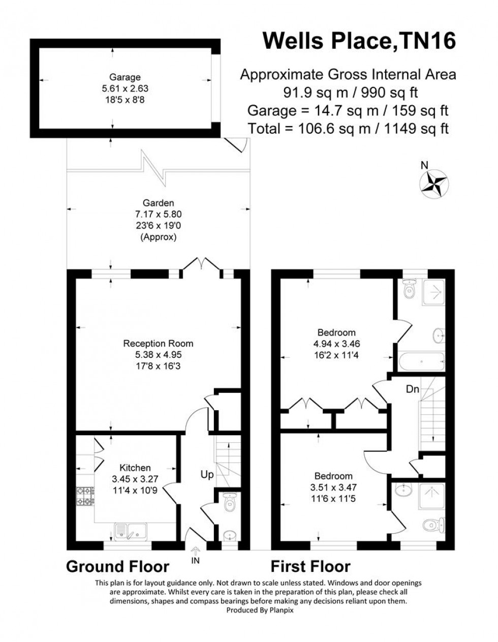 Floorplan for Wells Place, Westerham, Kent
