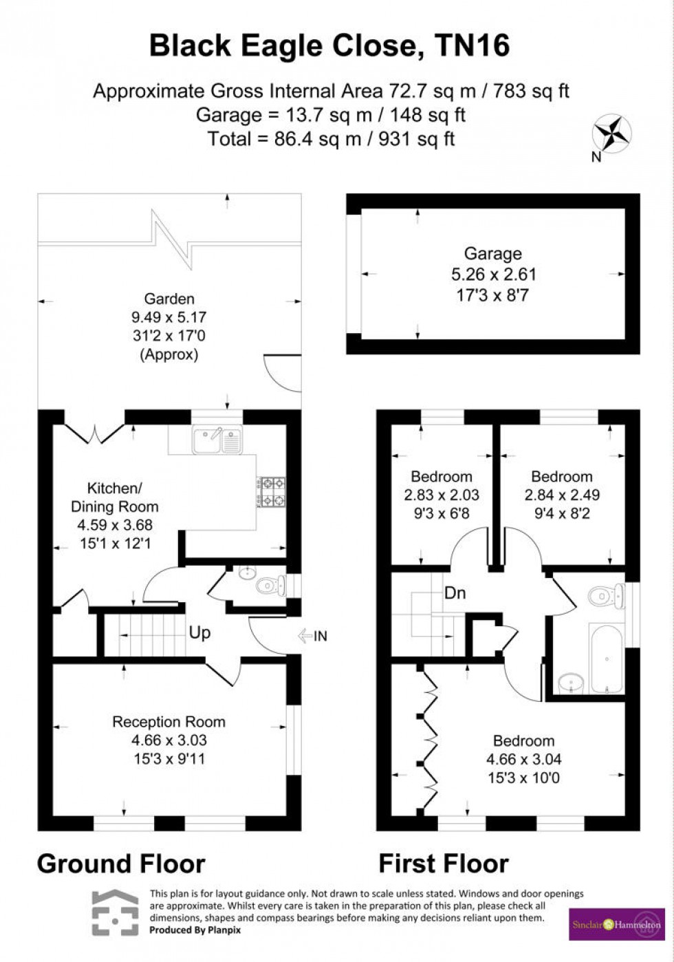 Floorplan for Black Eagle Close, Westerham, Kent