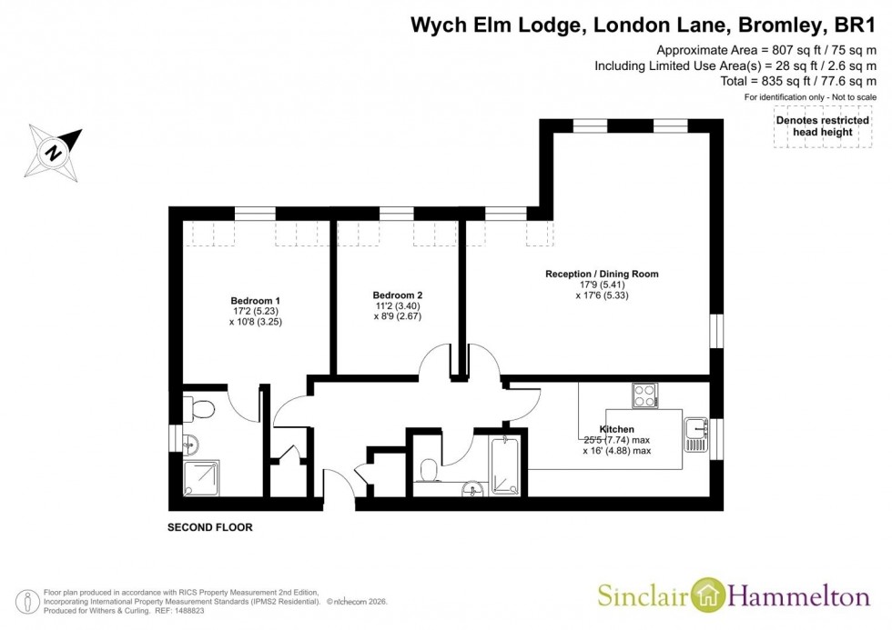 Floorplan for Flat 14 Wych Elm Lodge, 29 London Lane, Bromley