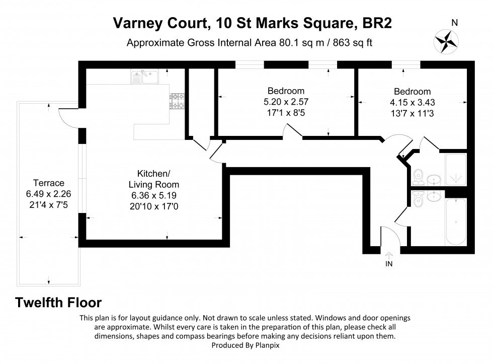 Floorplan for St. Marks Square, Bromley
