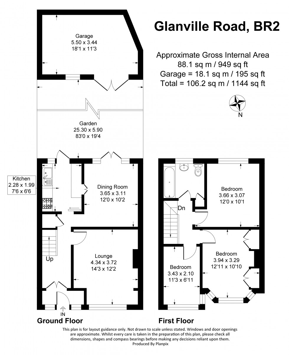 Floorplan for Glanville Road, Bromley