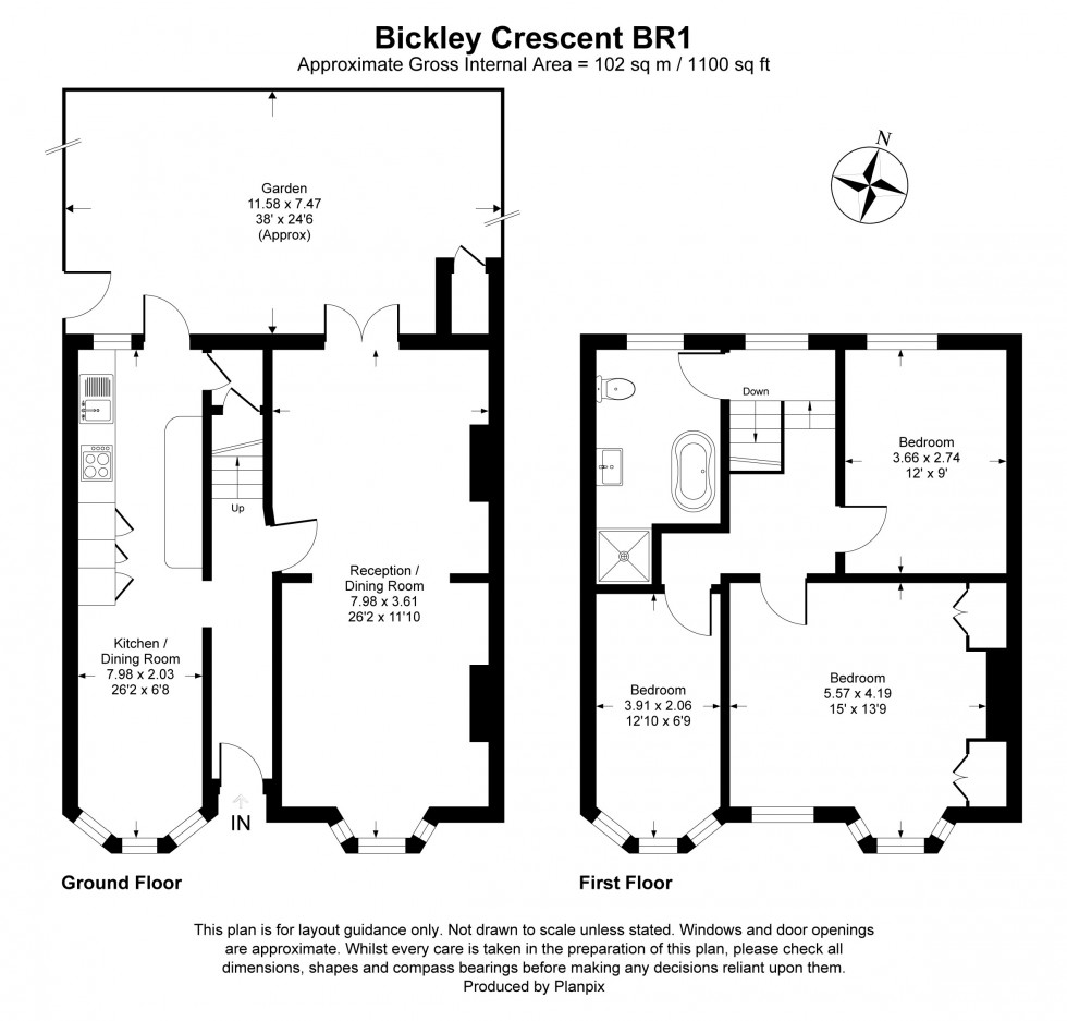 Floorplan for Bickley Crescent, Bromley